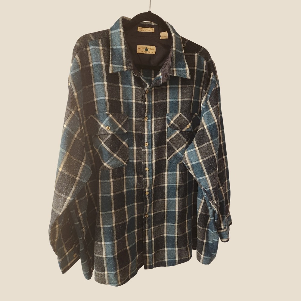 Vtg Northwest Territory Plaid Flannel Shirt 3X Gorpcore Grunge Workwear Grandpa
